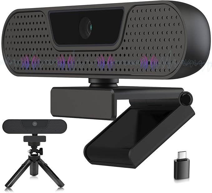 W2G Full-HD 1080P Webcam 60FPS, 4 Mikrofone, 75 Blickfeld, USB Plug & Play