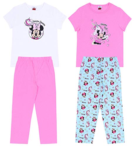 disney minnie maus pyjama unicorn pink-weiß öko-tex 2 paar 9-10 jahre