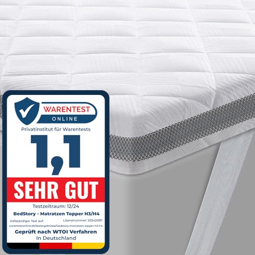 Produktbild: bedstory gel topper 180 x 200 cm, 7.5 cm kaltschaum, atmungsaktiver 3d mesh bezug
