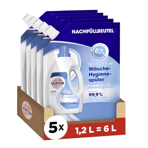 wäsche-hygienespüler sagrotan himmelsfrische nachfüller 5 x 1,2 l vorteilspack