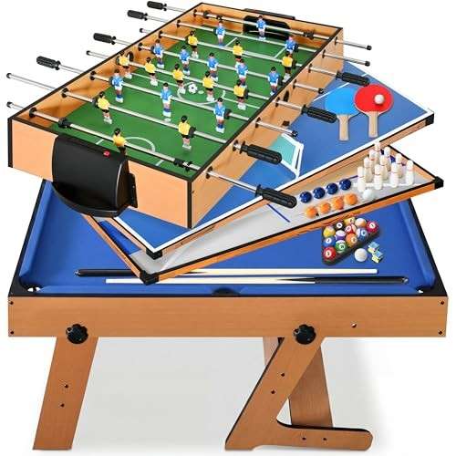 Multifunktionstisch 2/4/5/6-in-1: Billard, Tischtennis, Kicker, Airhockey, Shuffleboard, Bowling