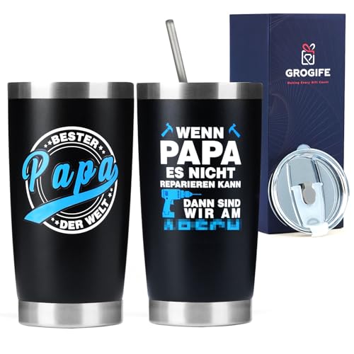 lustige thermobecher papa geschenke für vater von tochter und sohn 600ml Edelstahl Tasse