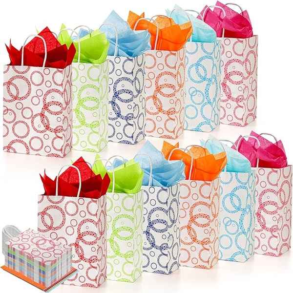 deayou geschenktüten 60 stück bunt mit taschentüchern 22.1 cm mini-papiertüten 6 farben