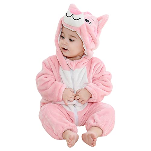 Produktbild: debaijia baby spielanzug flanell strampler overall kapuze winter pyjama 30-36m rosa