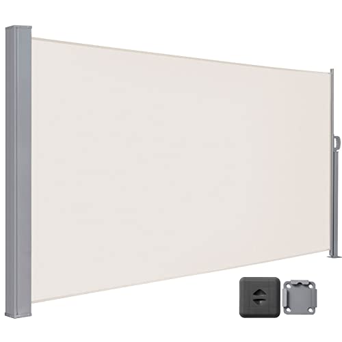 seitenmarkise larmnee 190 x 450 cm mit stahl-kasten ausziehbar sonnenschutz beige