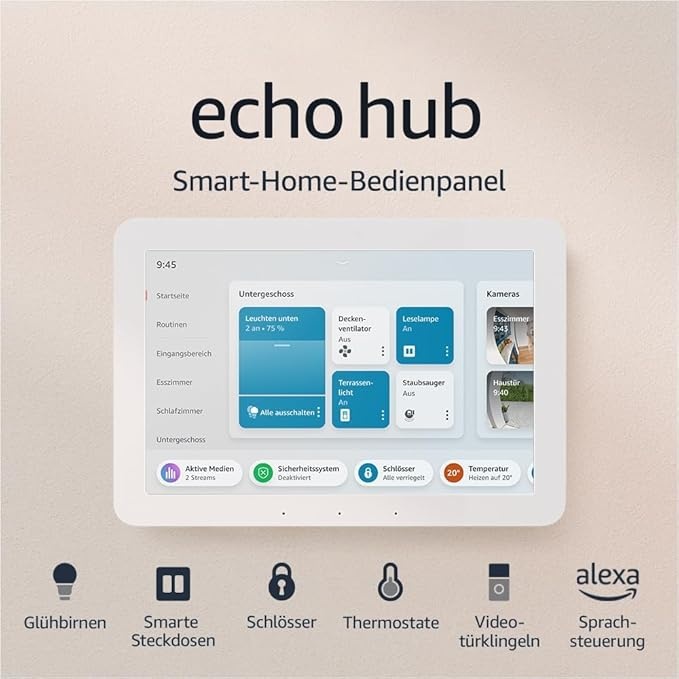 echo hub smart-home bedienpanel 8 zoll mit alexa matter zigbee thread