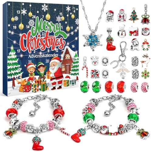 zooI adventskalender mädchen schmuck 2024 kinder, 24 bastelsets weihnachten geschenke