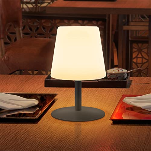 led tischlampe akku 2700k-6000k kabellos grau für garten, schlafzimmer, camping
