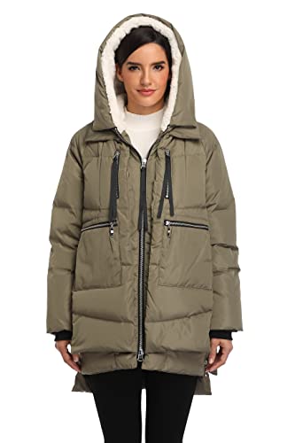 vogmate daunenjacke damen grün winter kapuze dick warm winddicht m