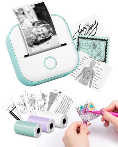 memoking mini drucker t02 bluetooth inkless foto drucker für kindergeburtstag, tragbar