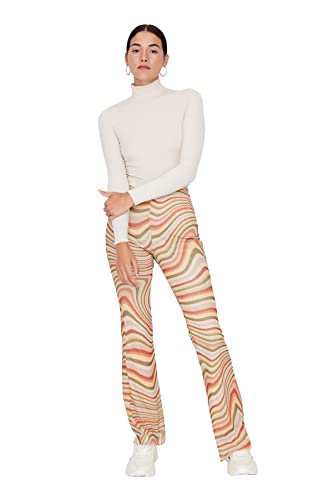 trendyol flared hose pants für damen und herren, mittlerer bund, mehrfarbig, s eu