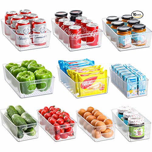 HNNJCK fridge organiser set 10-teilig stapelbare aufbewahrungsboxen BPA-frei klar
