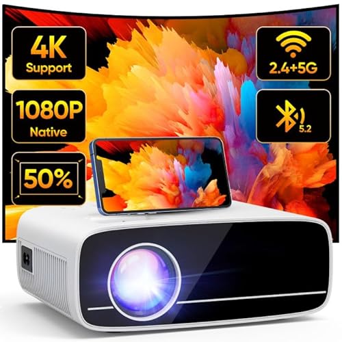 4K beamer, 15000L native 1080P projektor, akatuo mini beamer für handy, wifi, bluetooth