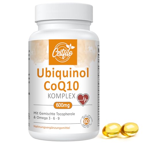 ubiquinol coq10 600 mg softgelkapseln, aktive form mit vitamin e und omega 3 6 9