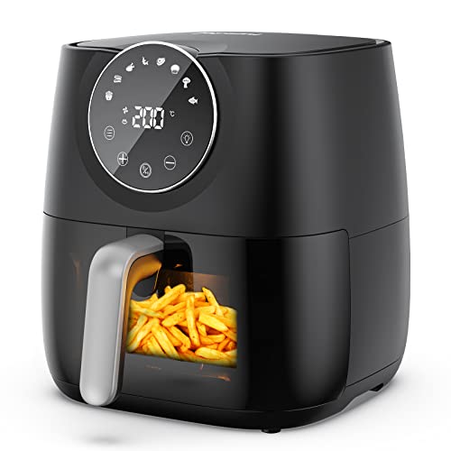 joyami heißluftfritteuse 5,7L airfryer 1700W touchscreen 8 programme schwarz