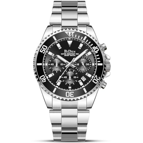HANPOSH herren uhr chronograph wasserdicht edelstahl quarz mit datum business casual