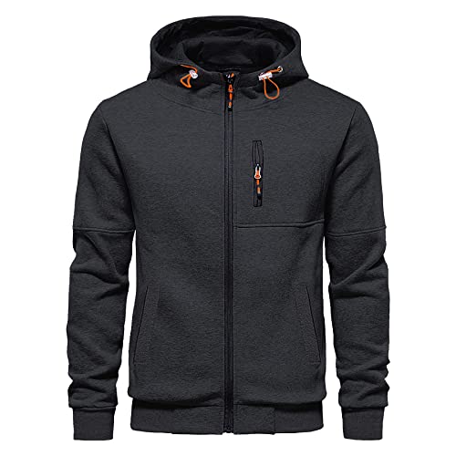 CTU herren kapuzenpullover fleece mit reißverschluss langärmelig dunkelgrau S-3XL