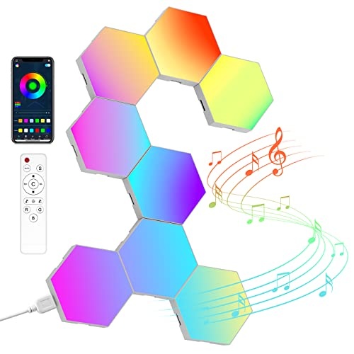 led hexagon gaming wandleuchte 8er set rgb panel musik sync wandbeleuchtung