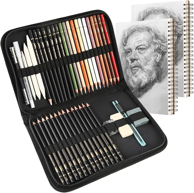 hhhouu kohlestifte set, zeichnungsstifte mit papierwischer und radierer, für künstler und anfänger