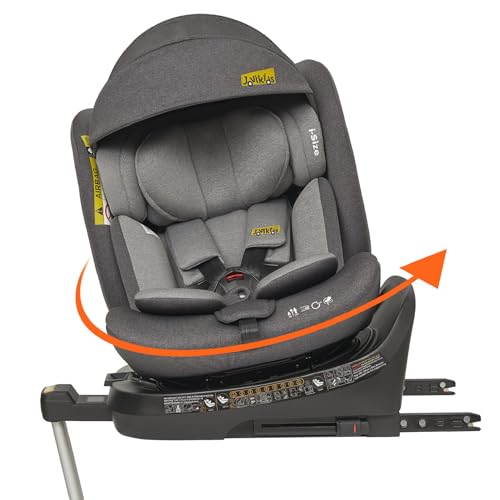 jovikids 360 drehbarer kindersitz isofix i-size 40-150 cm reboarder grau