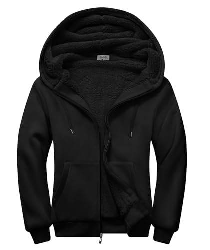 jacketown herren fleece hoodie mit reißverschluss, gefüttert, warm, winterjacke