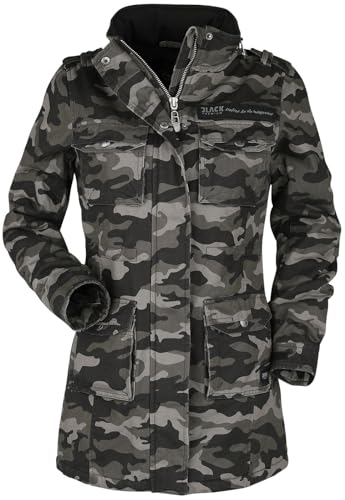 camouflage winterjacke mit teddyfutter für damen von black premium, größe m