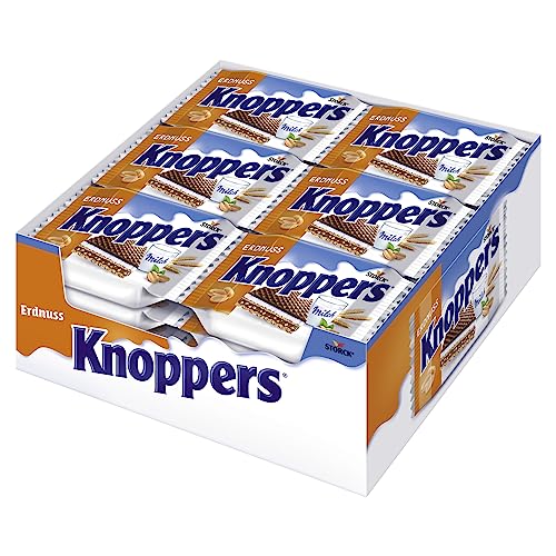 knoppers erdnuss 24 x 25g gefüllte waffelschnitten mit erdnusscreme und milchcreme