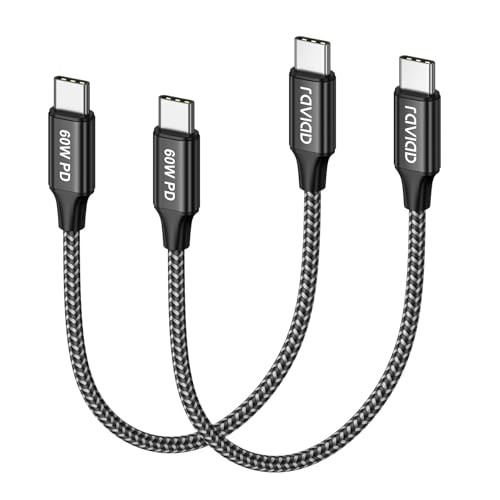 RAVIAD USB C Kabel 0.3M 2Pack, 60W Schnellladekabel USB C PD 3.0 für iPhone, Samsung, MacBook