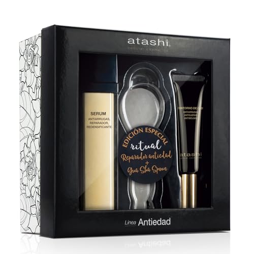 Atashi anti-aging serum, augenkontur, gua sha spoon, 50 ml + 15 ml