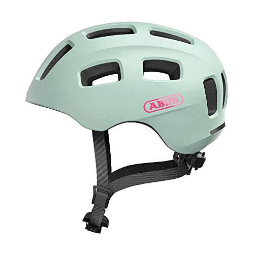 abus fahrradhelm youn-i 2.0 kinder helm mit licht mint für mädchen und jungs, m (52-57 cm)