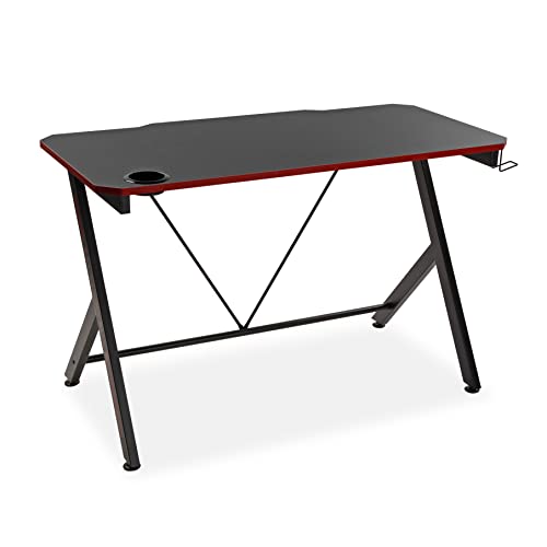 gaming tisch versa pablo, computer spieltisch für schlafzimmer oder arbeitszimmer, schwarz-rot, 76 x 60 x 120 cm