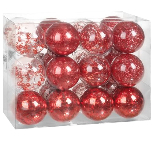 casaria weihnachtskugeln 24tlg transparent bruchfest rot 7cm individuell befüllbar