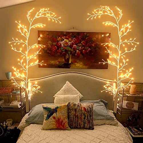 goeswell willow vine wand deko warmweiße beleuchtung 144 leds für wohnen