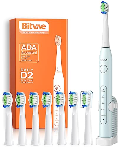 bitvae d2 elektrische zahnbürste schallzahnbürste mit 8 köpfen 5 modi blau