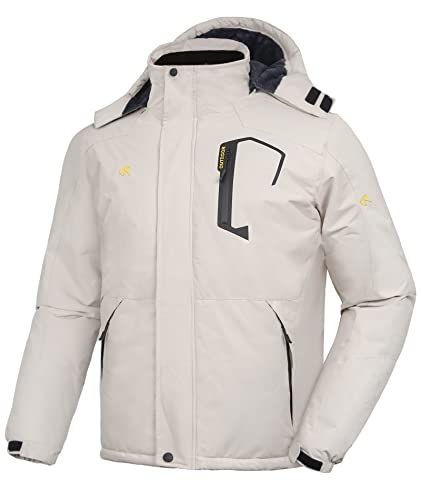 geeksport winterjacke herren parkajacke wasserabweisend gefüttert beige m