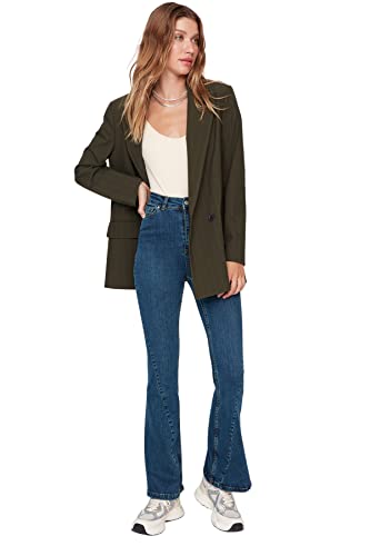 trendyol damen high waisted flared jeans blau, größe 38 eu