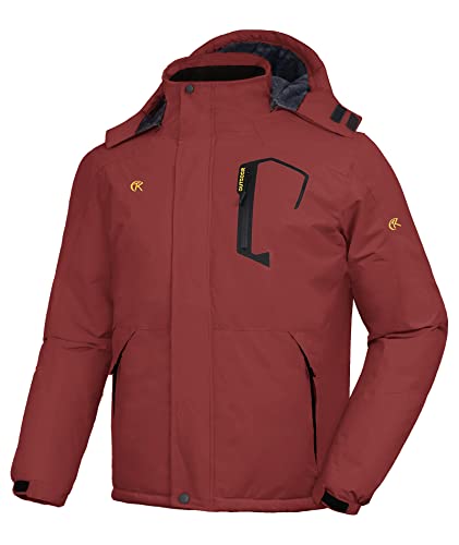 geeksport winterjacke herren parka gefüttert wasserabweisend winddicht 2XL weinrot