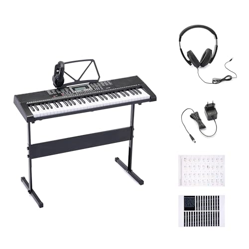 Produktbild: digitalpiano für anfänger mit 61 tasten, eingebauten lautsprechern, amazon basics, schwarz