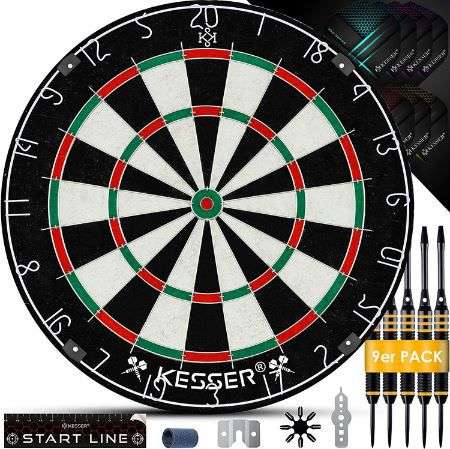 kesser dartboard set inkl. pfeile und flights für 34,80 statt 55