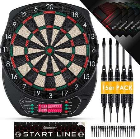 kesser e dartboard set mit 15 dartpfeilen, 35 pro flights, zubehör für 45,80