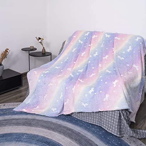 kuscheldecke kinder glow in the dark weißes pferd flauschig für bett grau 80x100 cm