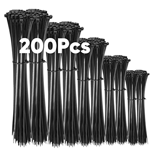Produktbild: kabelbinder schwarz set 200 stück 100/150/200/300 mm highwings nylon