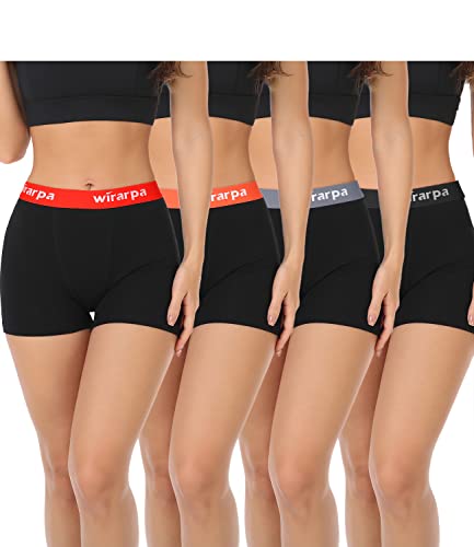 wirarpa damen boxershorts panties radlerhose baumwolle kurz 3 zoll schwarz 4er pack größe l