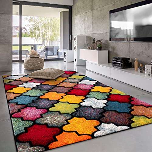paco home teppich 3d look geometrisch karomuster bunt 60 x 110 cm für kinderzimmer wohnzimmer