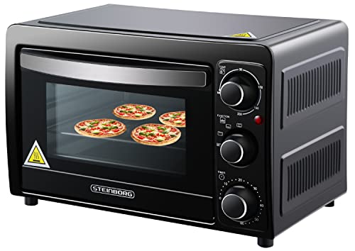 mini backofen steinborg 15 liter pizza-ofen 3in1 mit timer und krümelblech