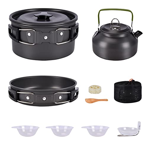 yulling camping kochgeschirr set 10-teilig picknick töpfe outdoor für 2-3 personen