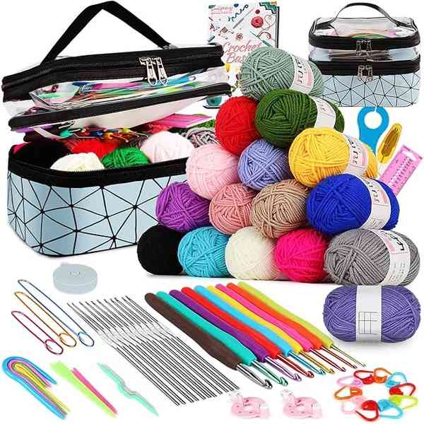 Produktbild: häkelset für anfänger von coopay, 71 teile mit nadeln, tasche, wolle, 0,6-6,0 mm