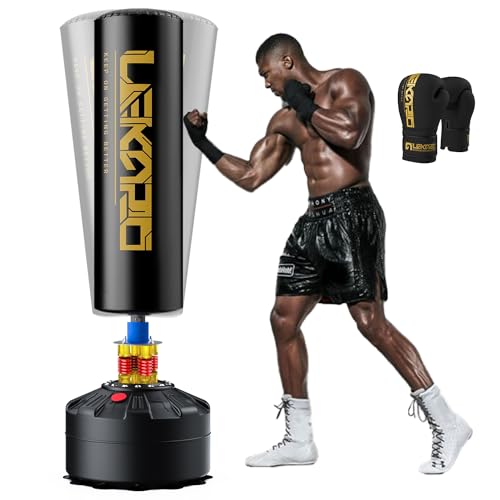 lekäro freestanding punch bag mit boxing gloves, unterschrank kick bag für muay thai, mma training