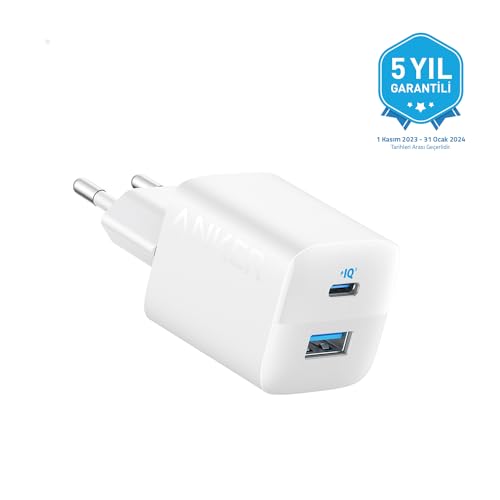 ankerladegerät usb c 323 33 w mit 2 anschlüssen für iphone 15, pixel, galaxy - weiß