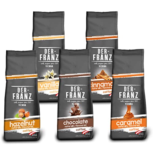 flavoured ground coffee 5 x 500g der-franz - haselnuss, vanille, schokolade, zimt, karamell